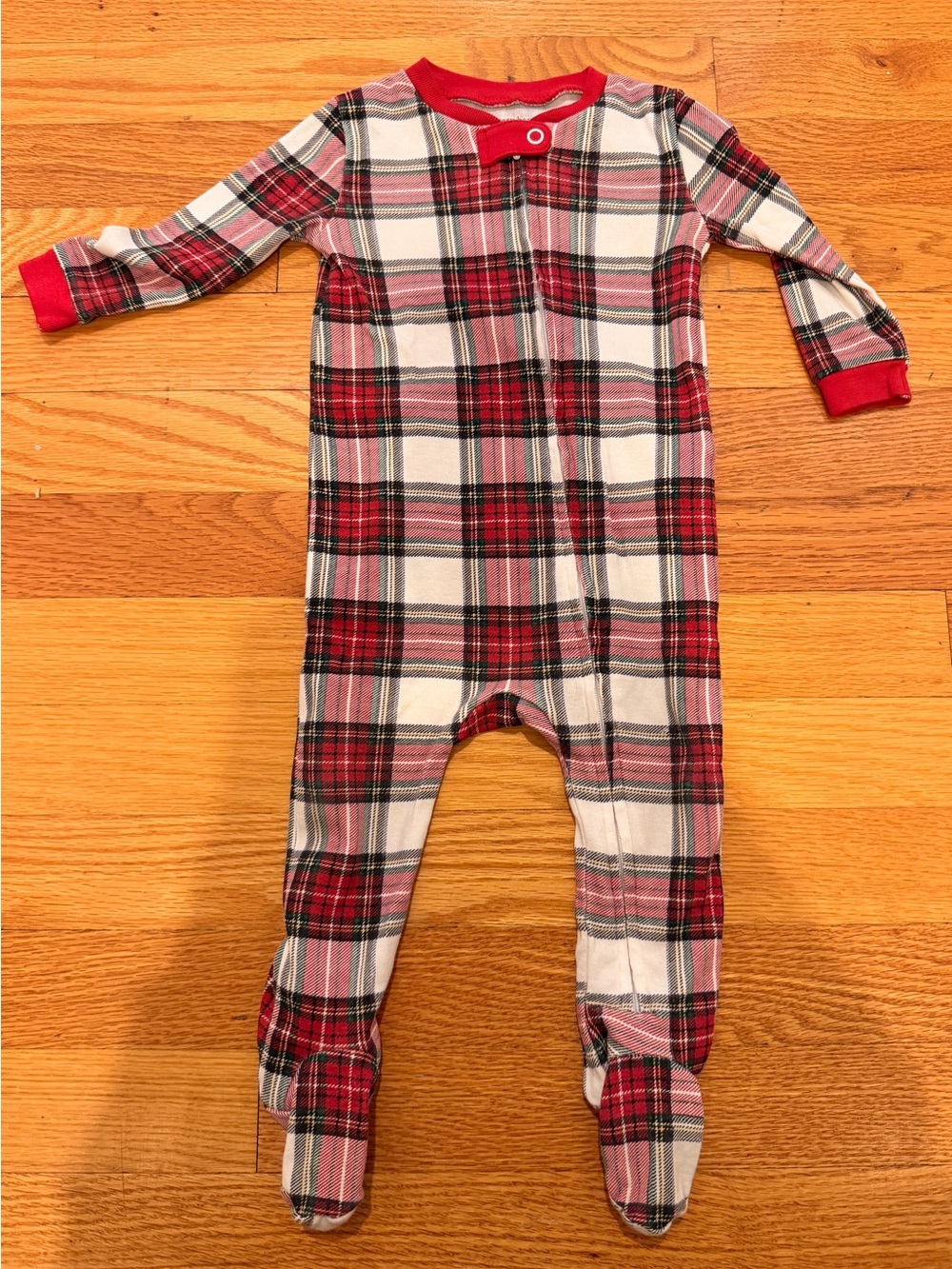 Pottery Barn Kids Red and White Plaid Footed One-Piece